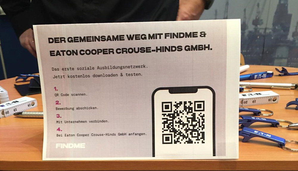 QR-Code zum Kennenlernen der Firma Eaton auf der App FINDME QR-Code zum Kennenlernen der Firma Eaton auf der App FINDME